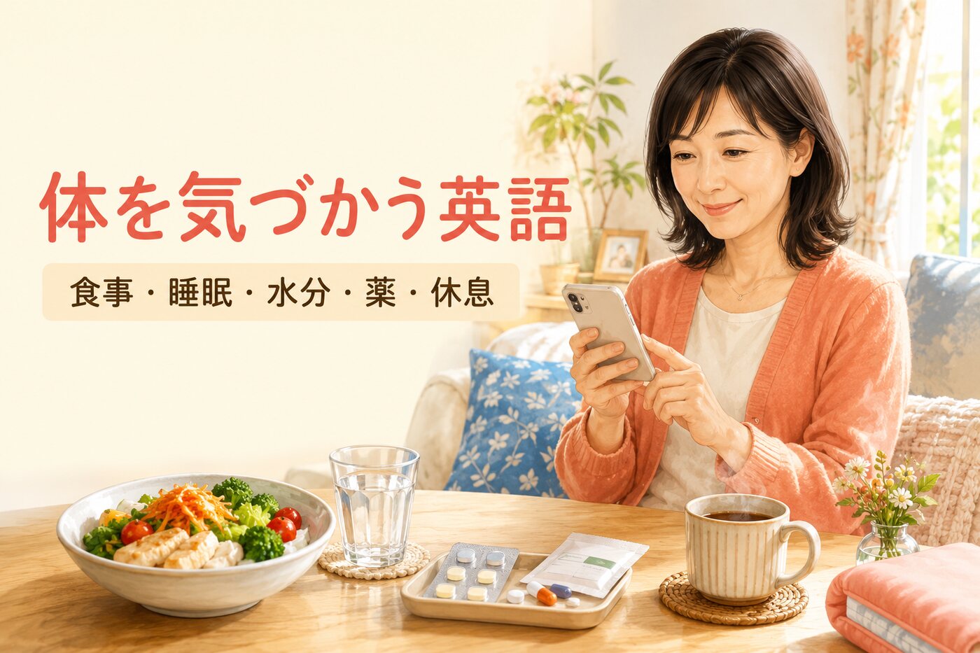 体を気づかう英語 食事・睡眠・水分・薬・休息