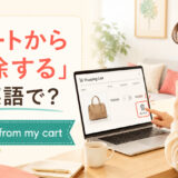 オンラインショッピングのカートからバッグを削除する女性