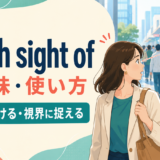 catch sight ofの意味と使い方を人混みで見かける場面で示すアイキャッチ