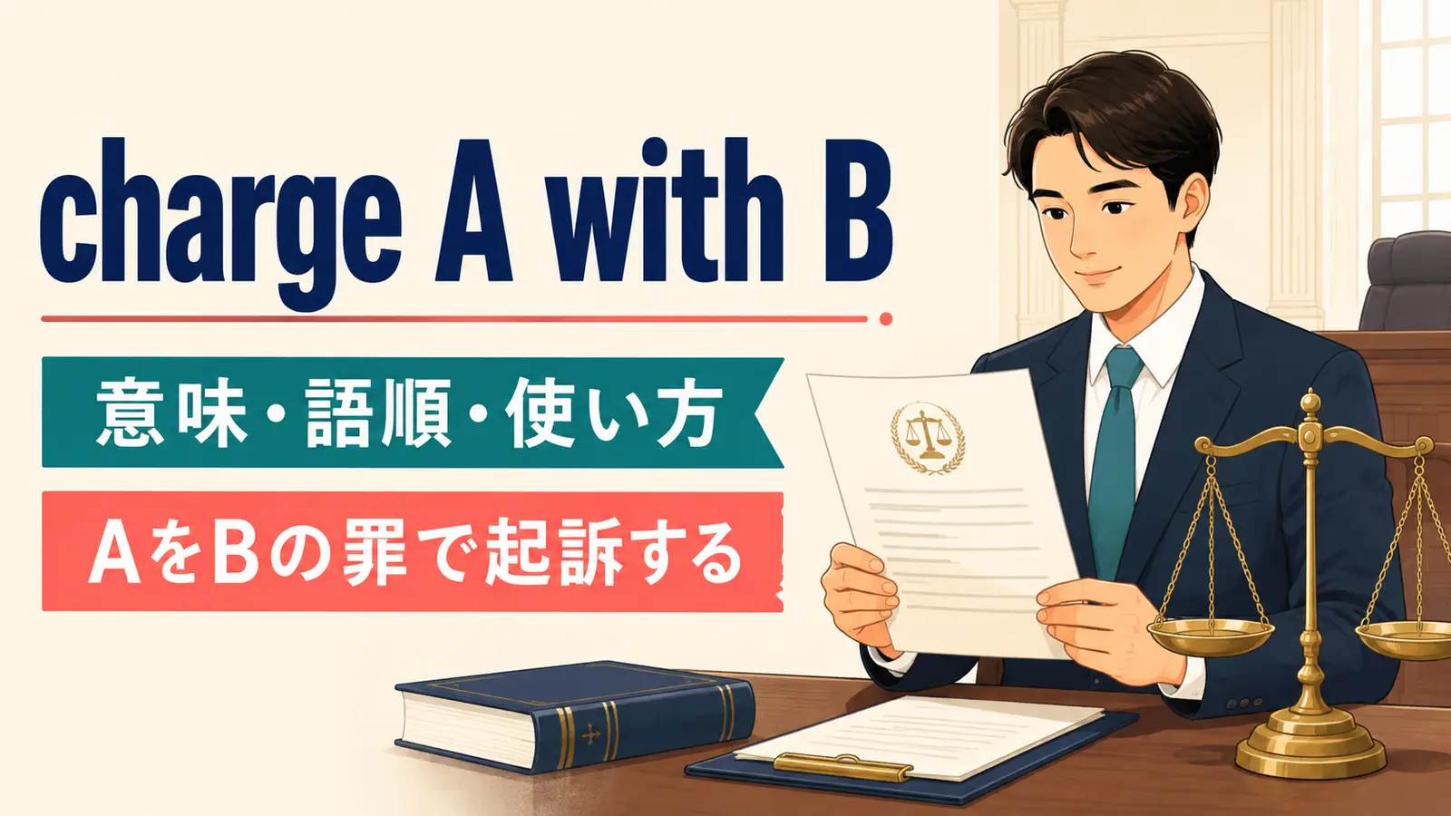 charge A with Bの意味は？「AをBの罪で起訴する」の語順と使い方