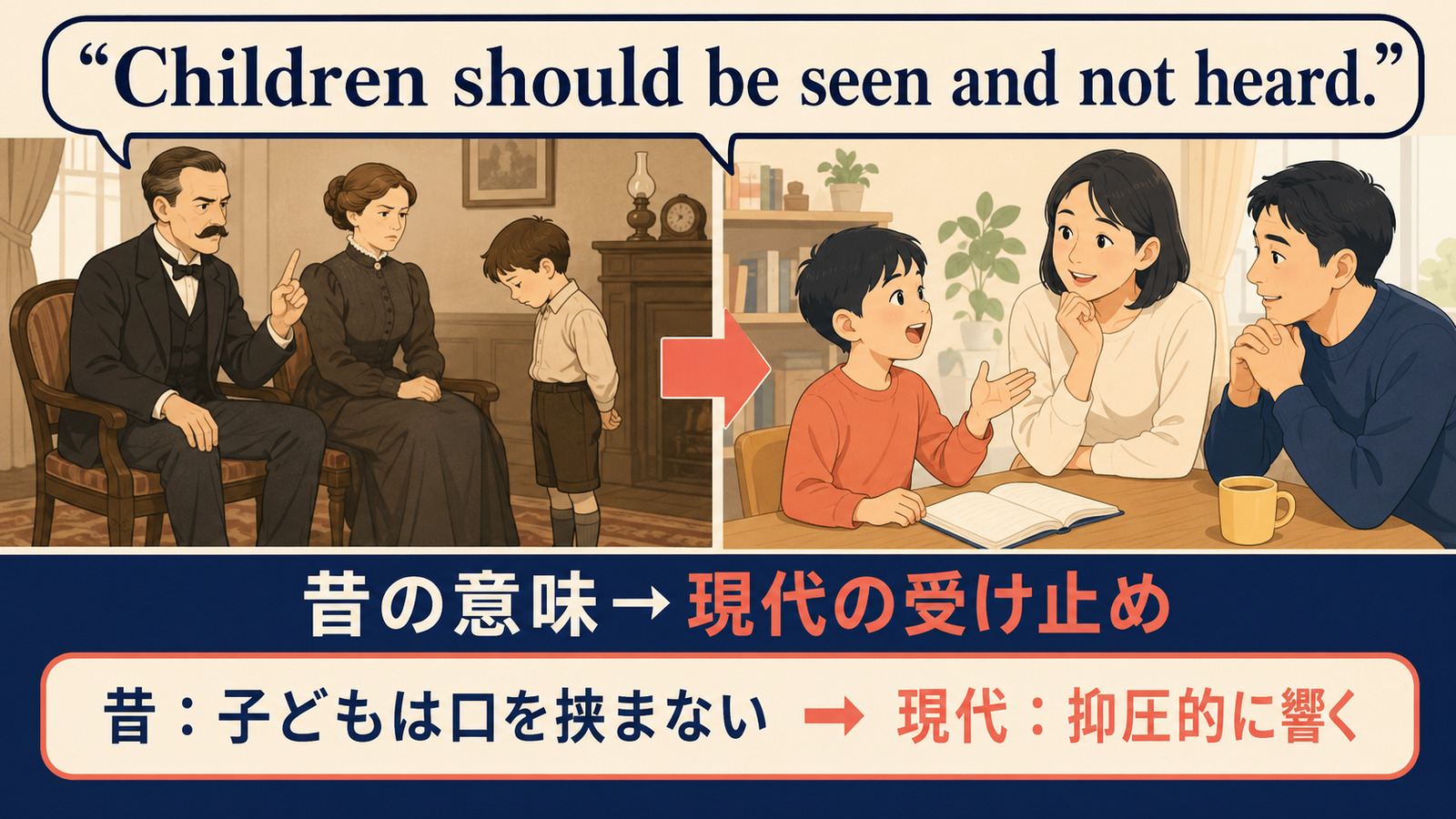 Children should be seen and not heard.の意味は？使い方・ニュアンスと例文