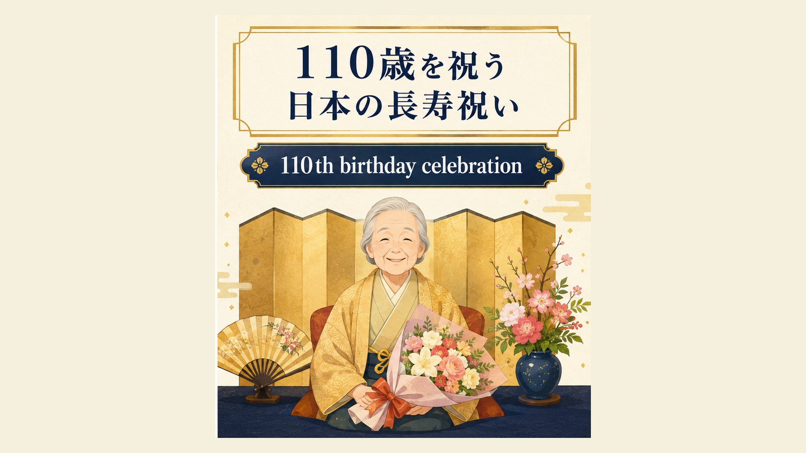 珍寿祝いの英語表現と使い分けを説明するイラスト