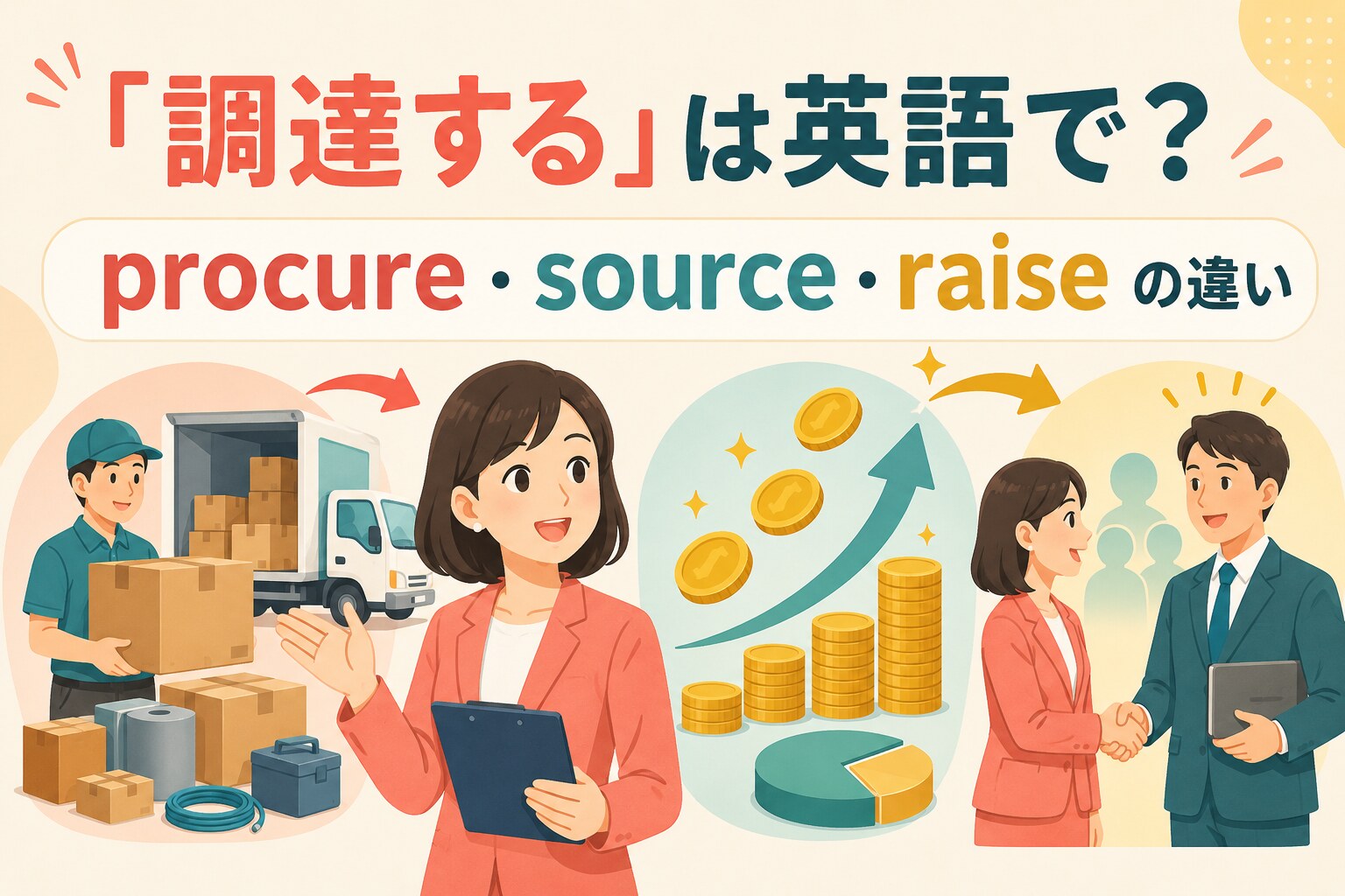 「調達する」の英語 procure・source・raise の違い