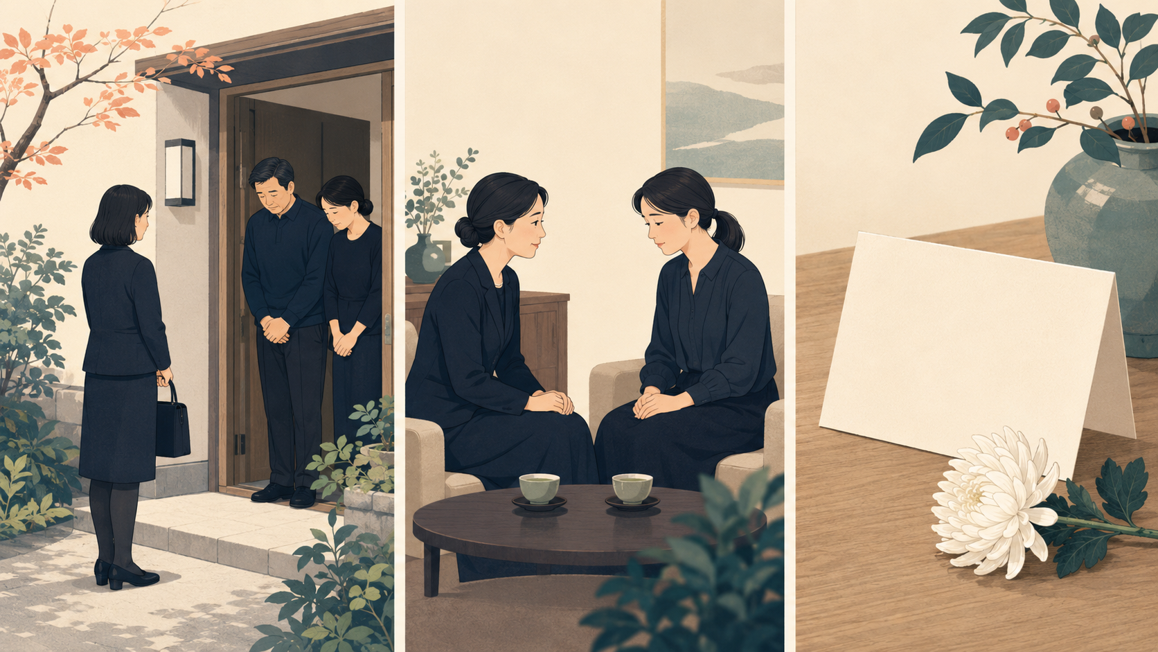 弔問する・お悔やみを伝える・メッセージを送る場面の違い