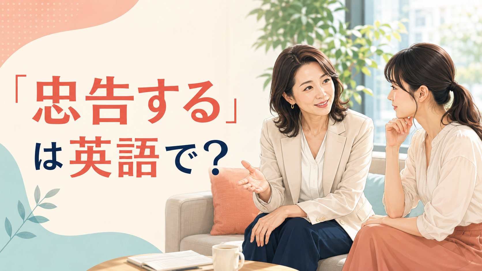 「忠告する」は英語で？先輩女性が後輩へ助言する場面