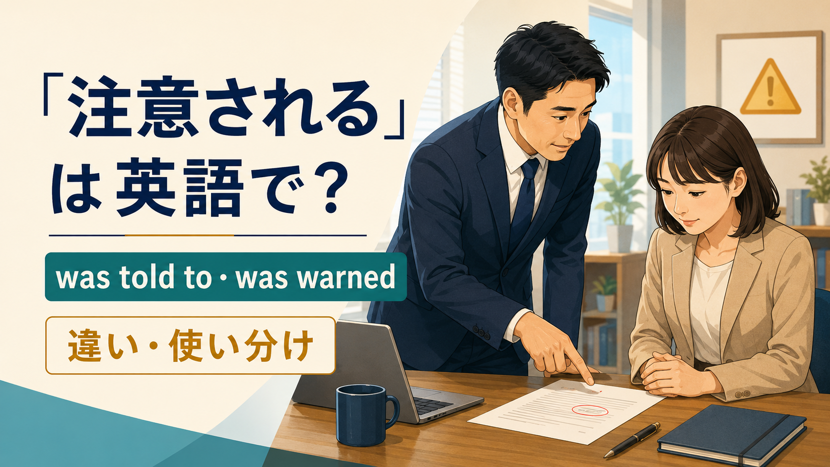 「注意される」は英語で?was told toとwas warnedの違い