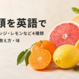 みかん・オレンジ・レモン・グレープフルーツなど柑橘類4種類の英語を紹介する画像