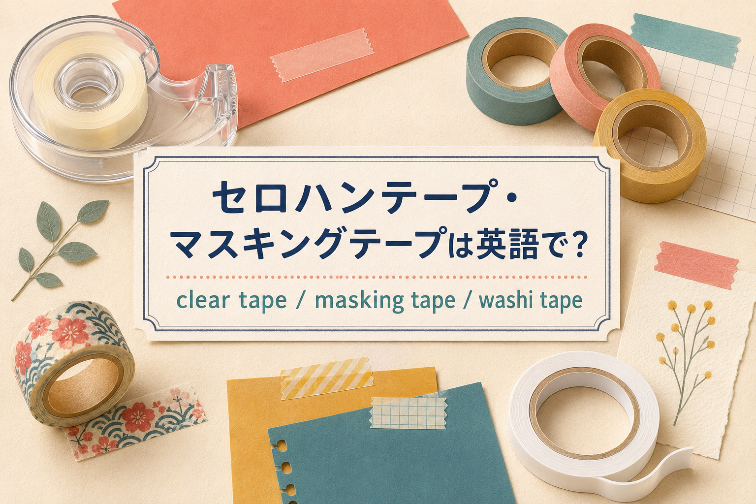 セロハンテープ・マスキングテープは英語でclear tape・masking tape・washi tape