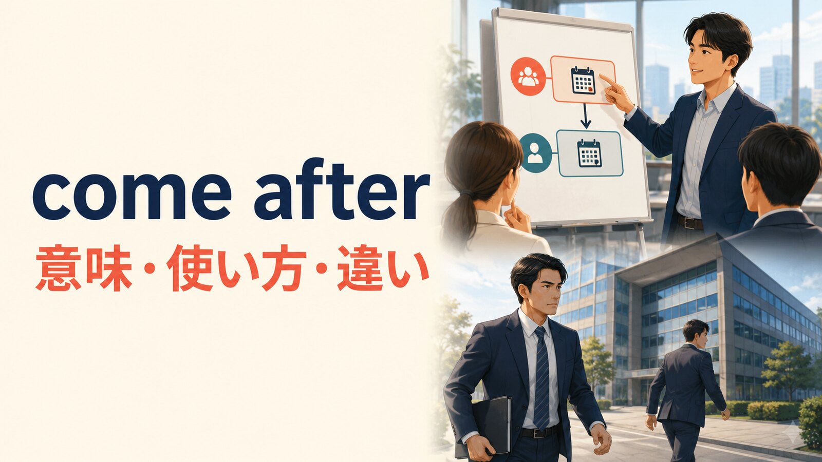 come afterの意味は？「後に来る・追いかける・追及する」の使い方と語順