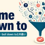 come down toの意味・使い方とboil down toとの違いを示すアイキャッチ画像