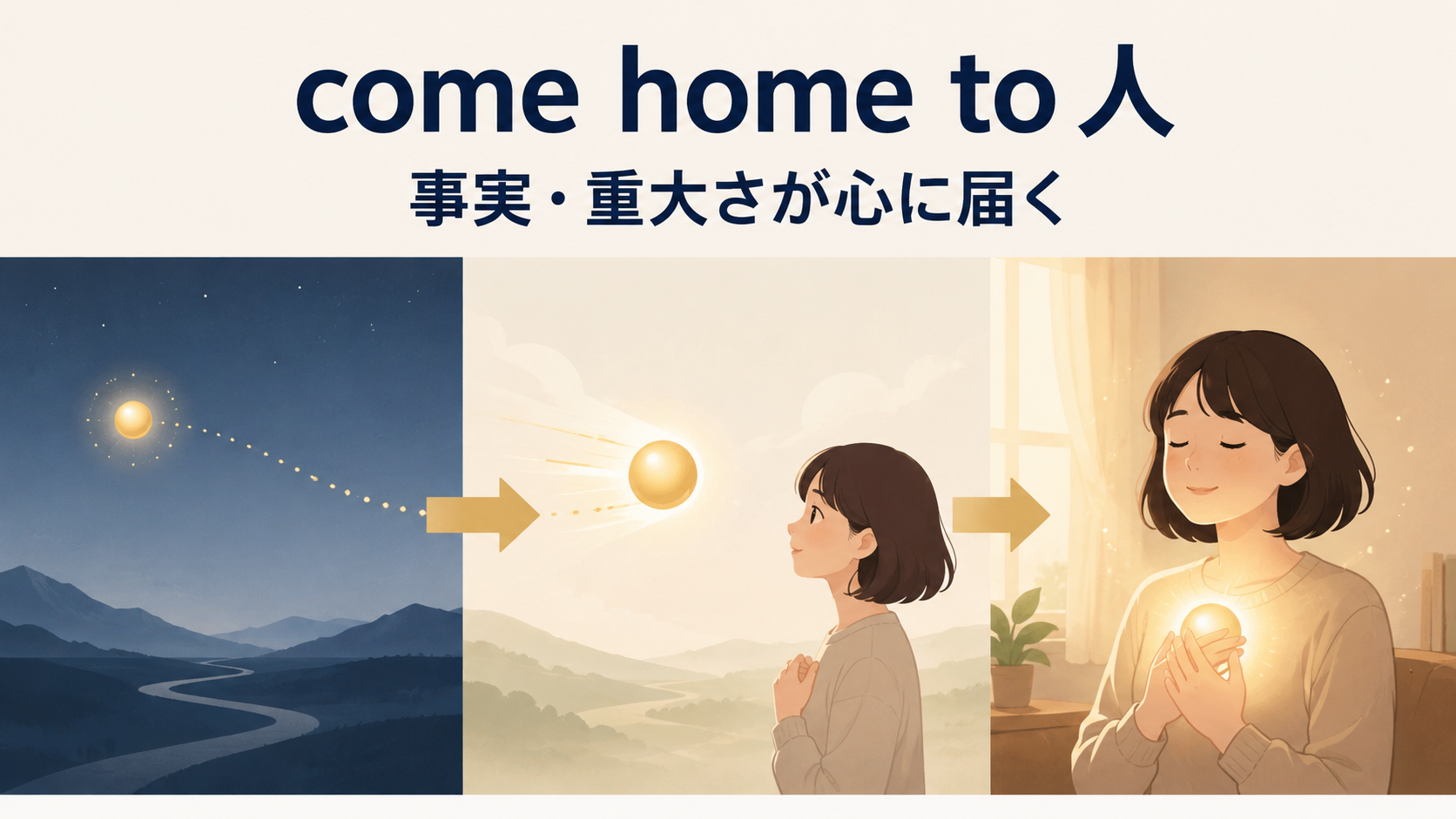 come home toは事実や重大さが心に届くイメージ