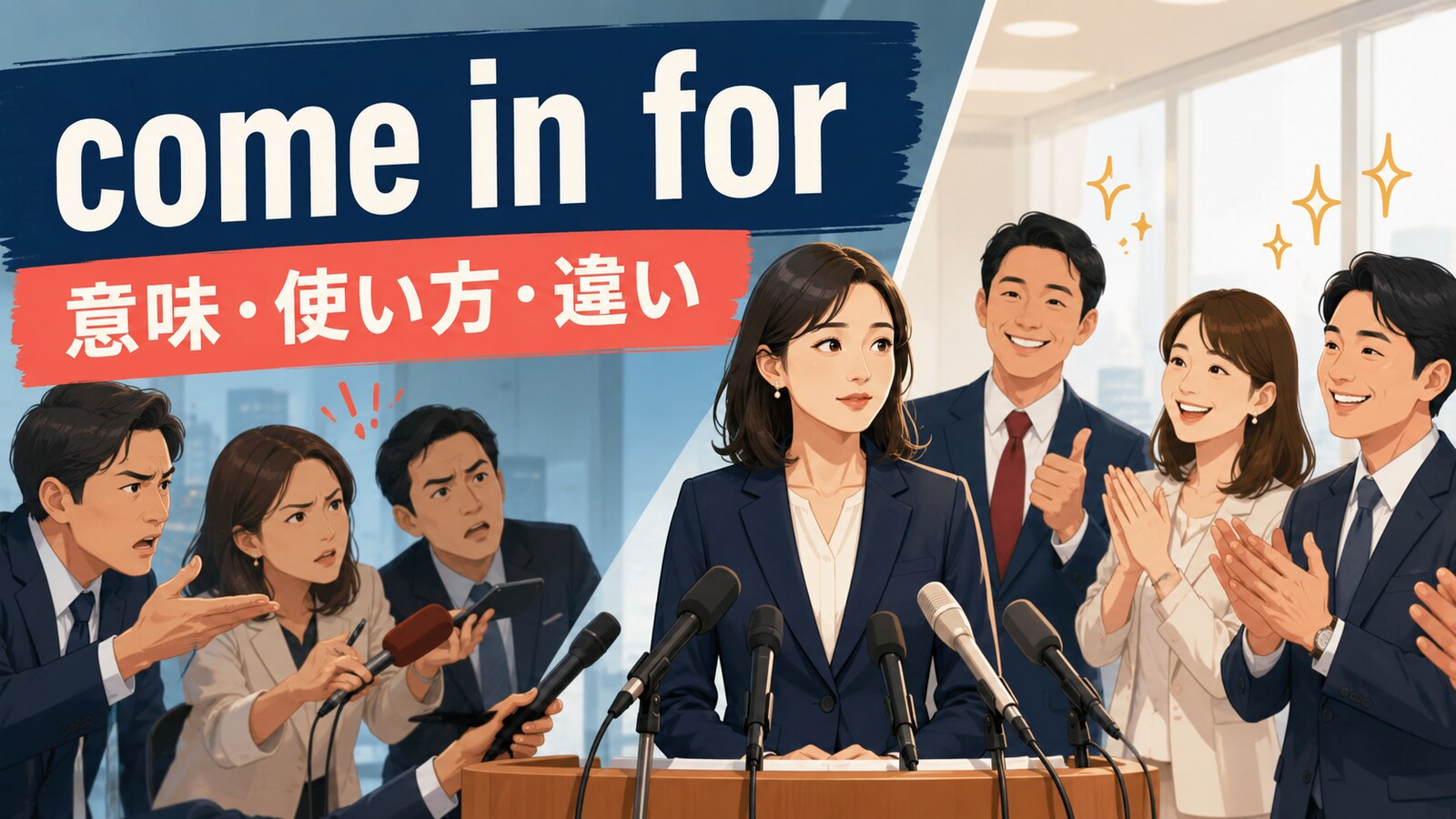 come in forの意味は？「批判・称賛を受ける」の使い方・語順とreceiveとの違い