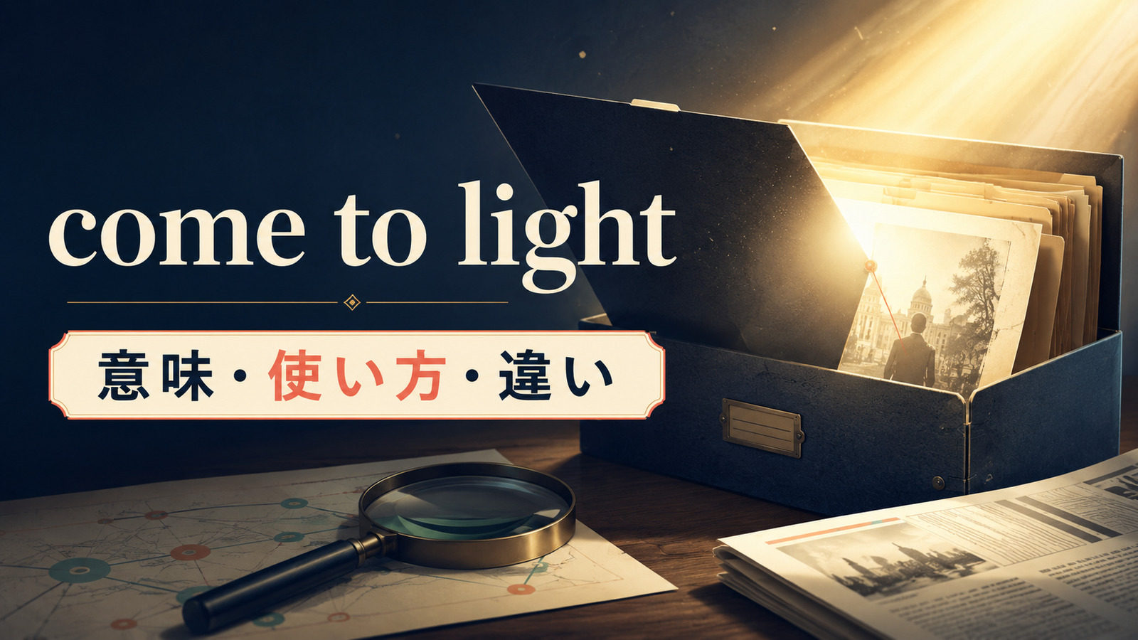 come to lightの意味・使い方・違いを示すアイキャッチ画像