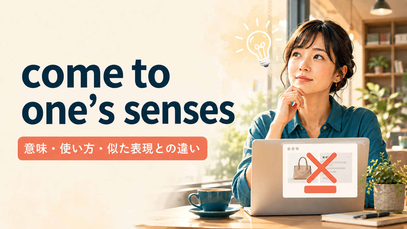 come to one’s sensesの意味・使い方・似た表現との違いを解説するアイキャッチ画像