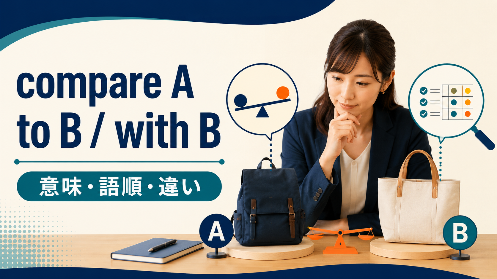 compare A to Bとcompare A with Bの意味・語順・違い
