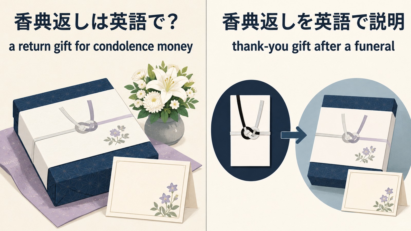 香典返しは英語で？ a return gift for condolence money