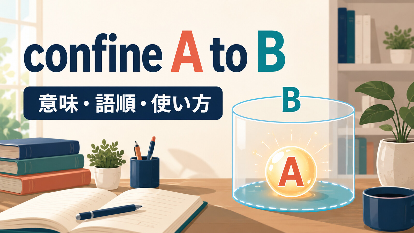 confine A to Bの意味・語順・使い方