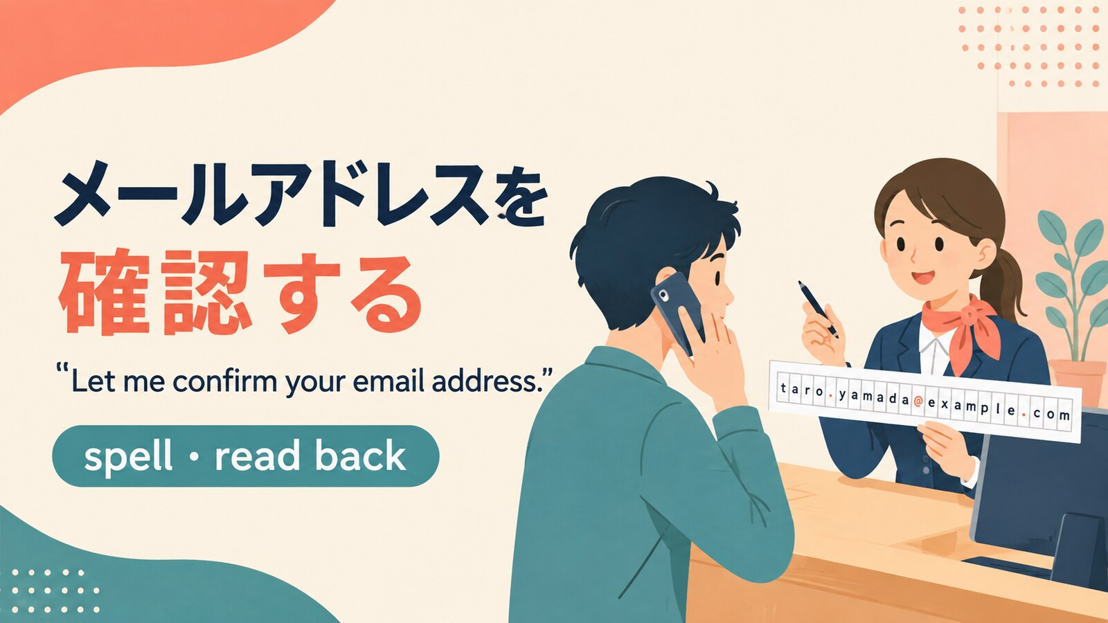 メールアドレスを確認するを電話で伝える英語