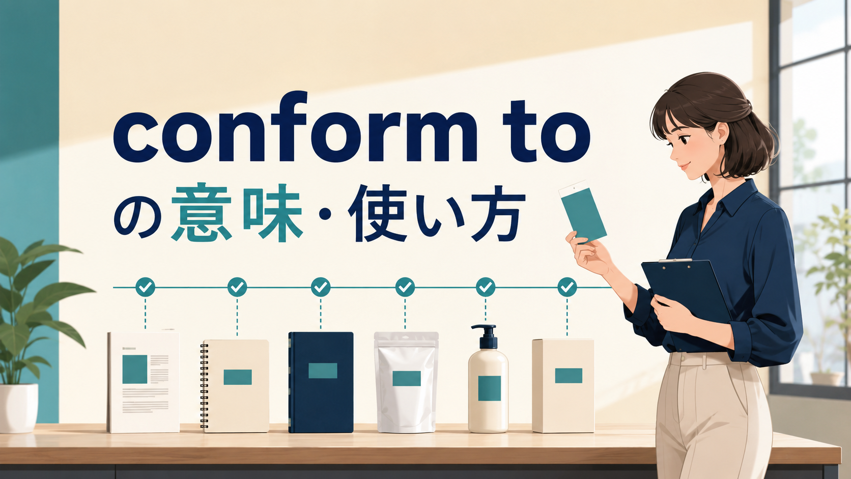 conform toの意味・使い方を解説するアイキャッチ