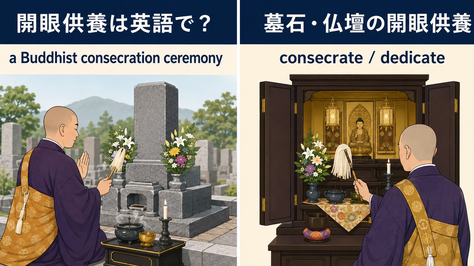 開眼供養は英語で? a Buddhist consecration ceremony