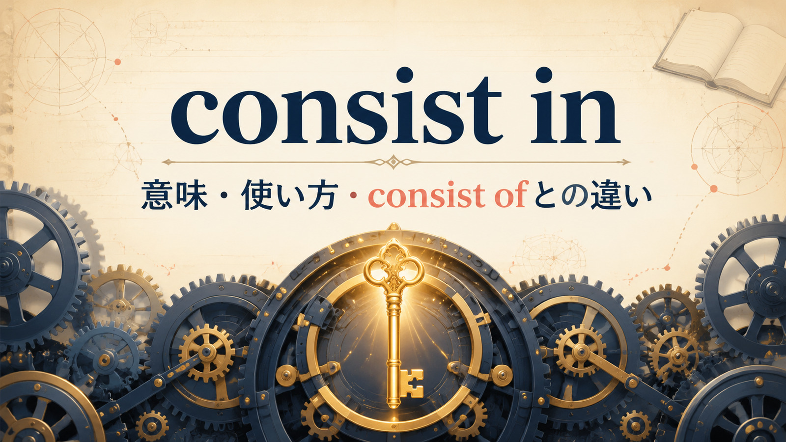 consist inの意味・使い方とconsist ofとの違いを示すアイキャッチ画像
