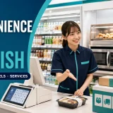 日本のコンビニで外国人客に英語対応するスタッフ