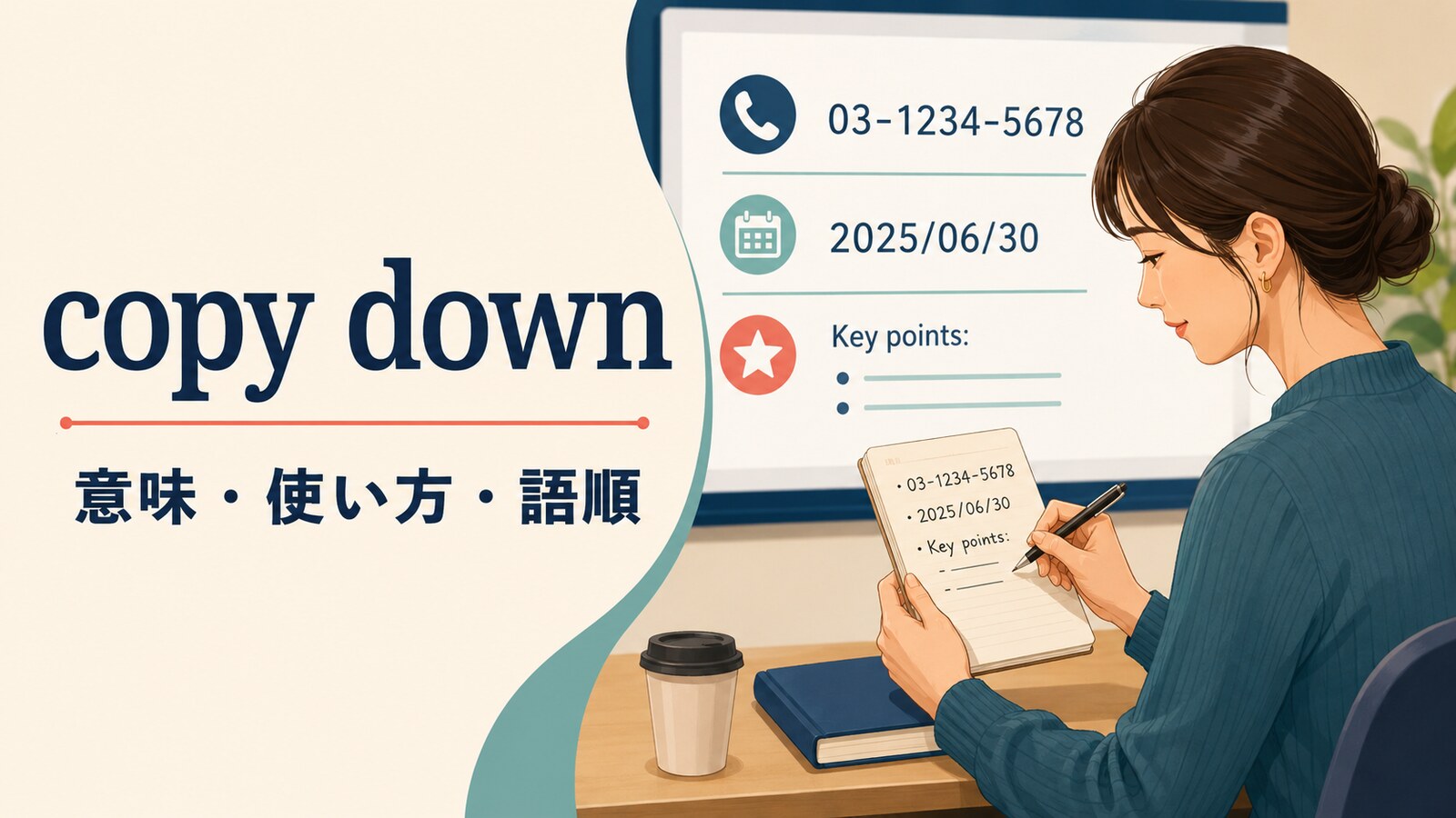 copy downの意味は？copy it downの語順とcopy out・write downとの違い