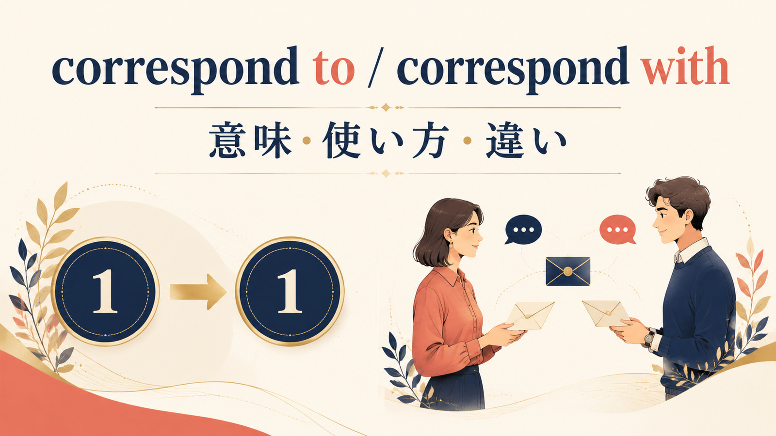 correspond toとcorrespond withの意味・使い方・違いを示すアイキャッチ画像