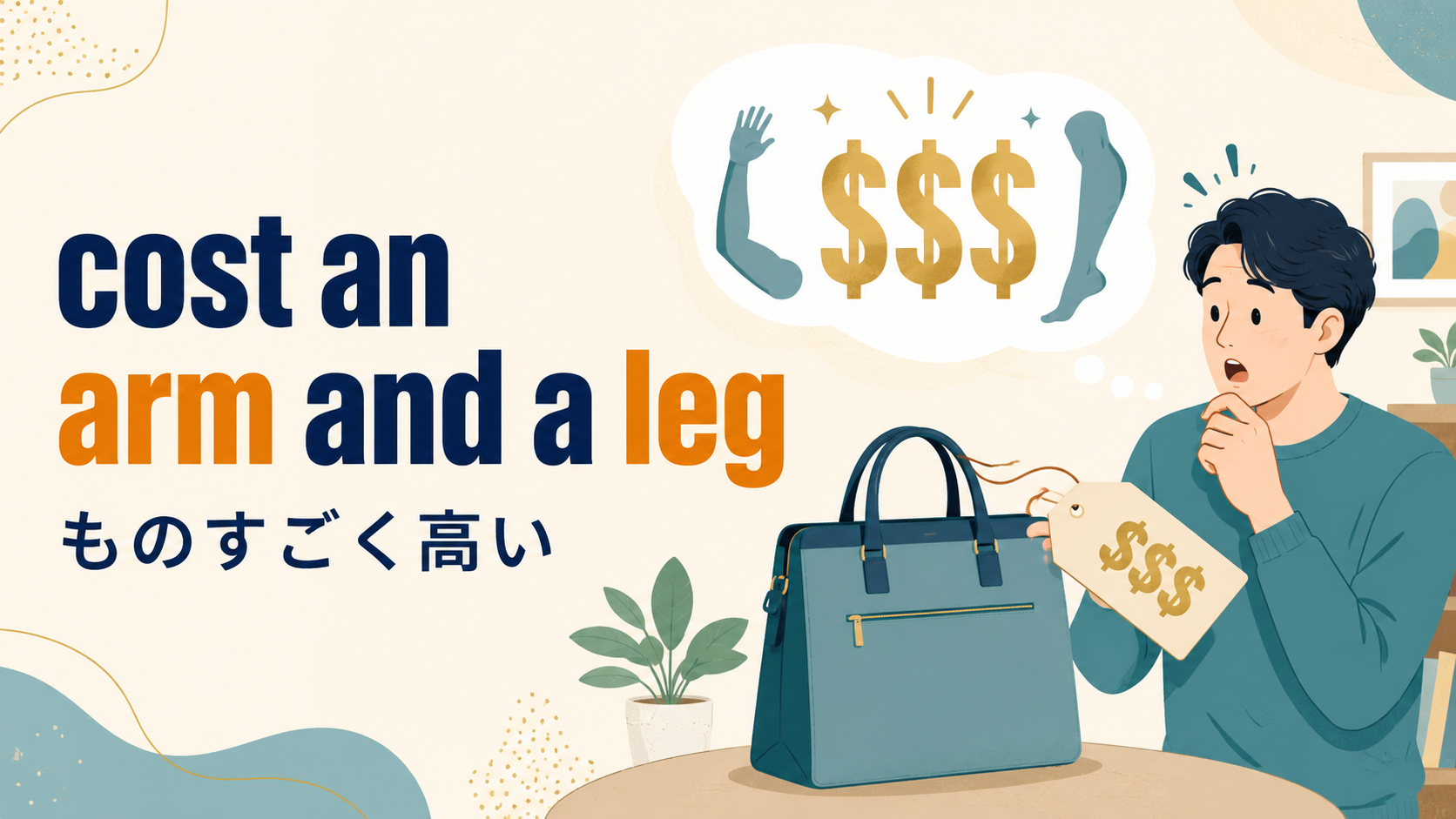 cost an arm and a legの意味はものすごく高いことを表すイラスト