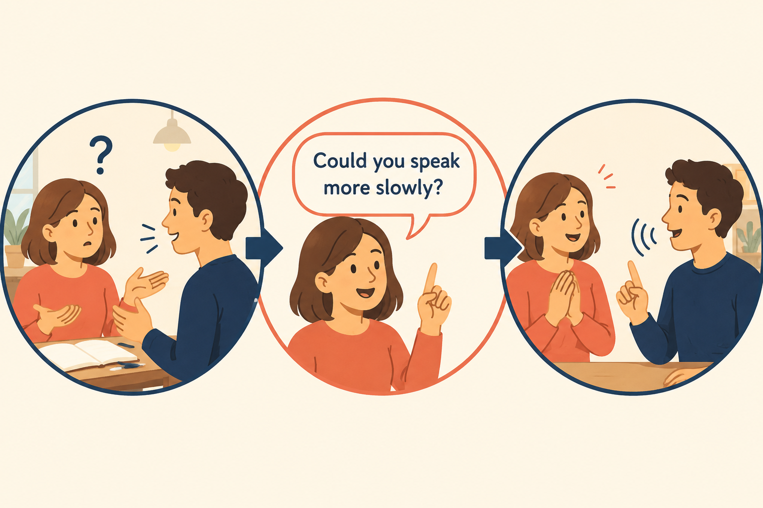 Could you speak more slowly?の意味と使い方