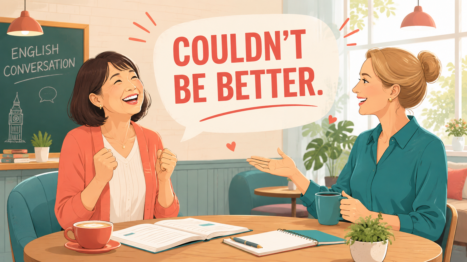 Couldn’t be better.の意味と使い方を紹介する英会話イラスト
