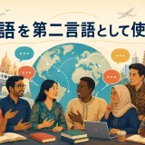 英語を第二言語として使う国々の人が交流するイラスト