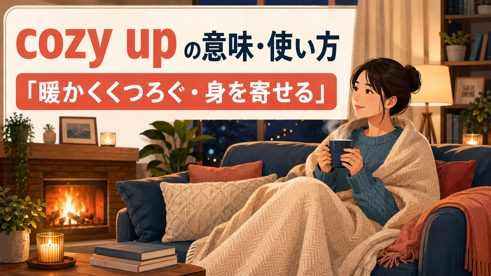 cozy upの意味は？「暖かくくつろぐ・身を寄せる」の使い方とsnuggle upとの違い
