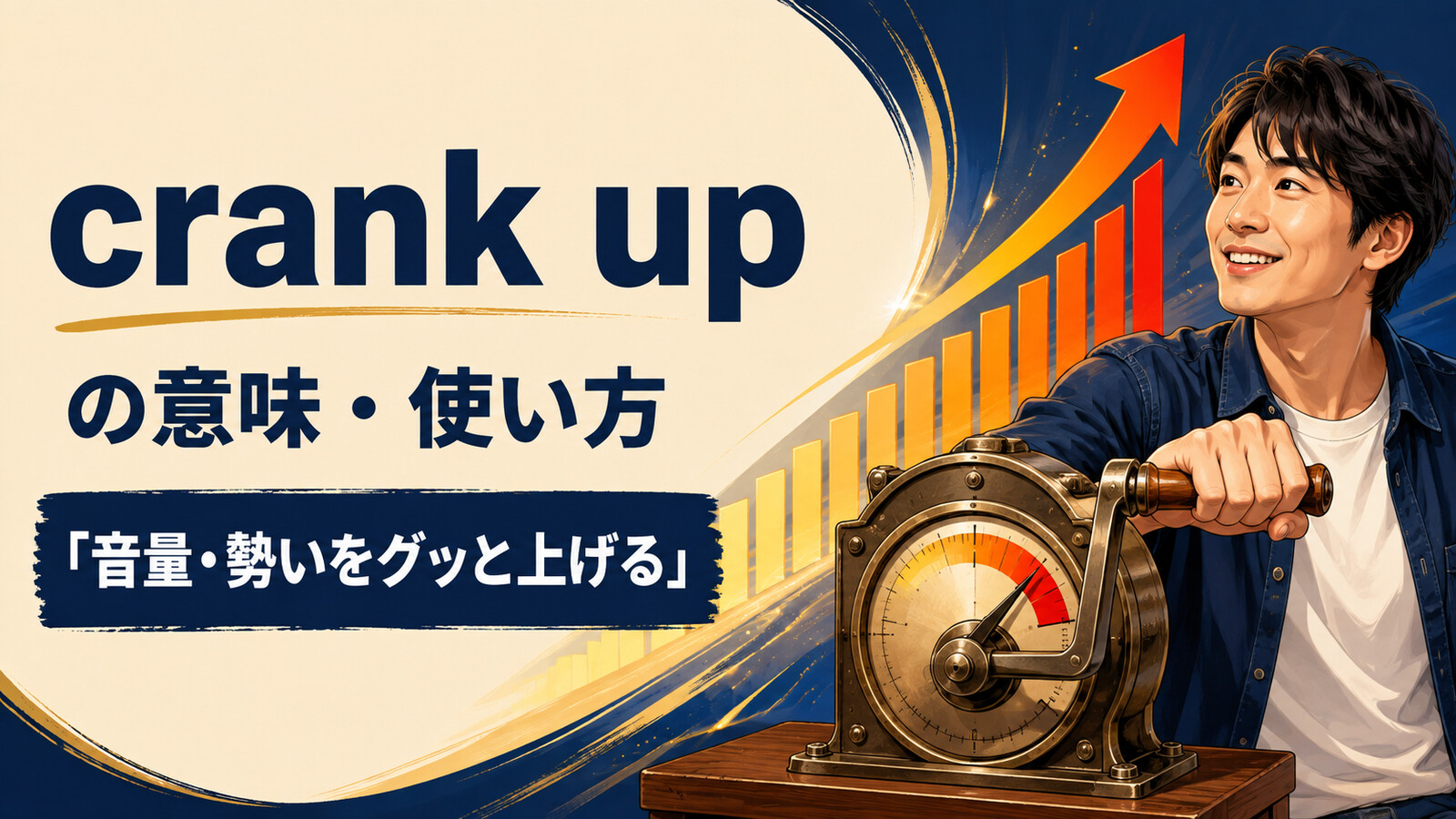 crank upの意味は？「音量・勢いを上げる」の使い方とturn up・ramp upとの違い