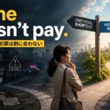 Crime doesn't pay.の意味・使い方を解説するアイキャッチ画像