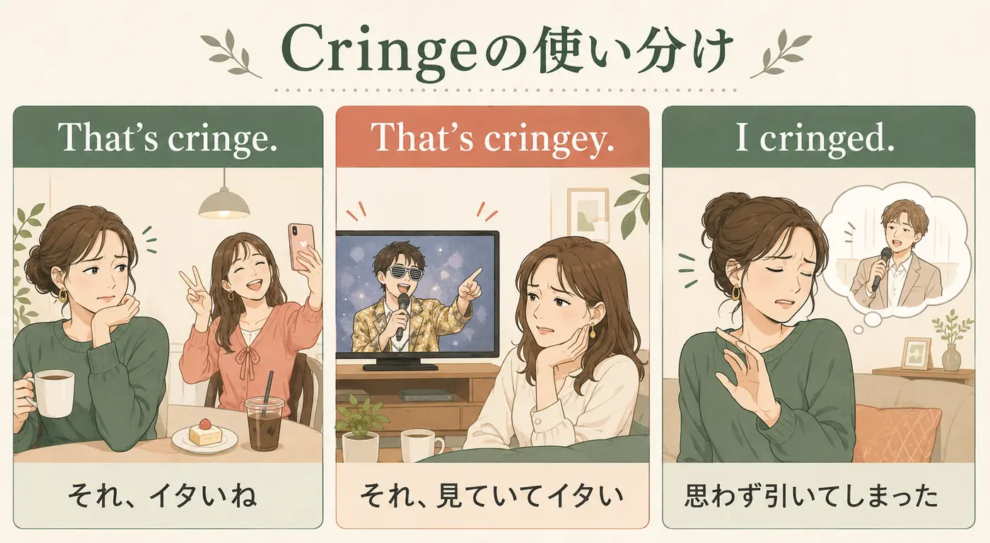 That's cringe・That's cringey・I cringedの意味と使い分け