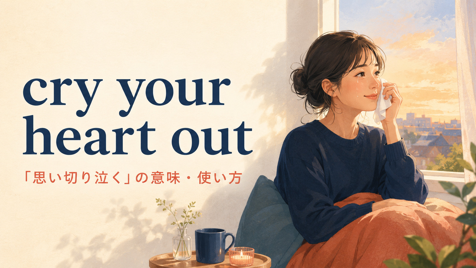 cry your heart out（思い切り泣く）の意味と使い方を解説するアイキャッチ画像
