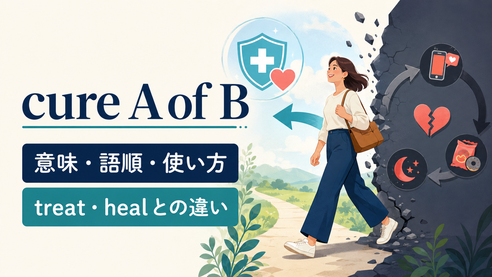 cure A of Bの意味は？語順・使い方とtreat・healとの違い