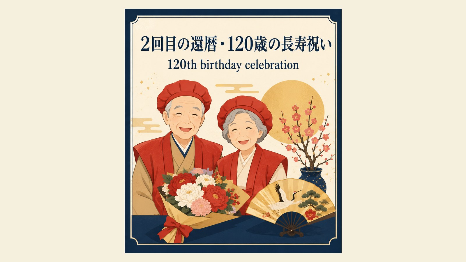 大還暦の英語表現と使い分けを説明するイラスト