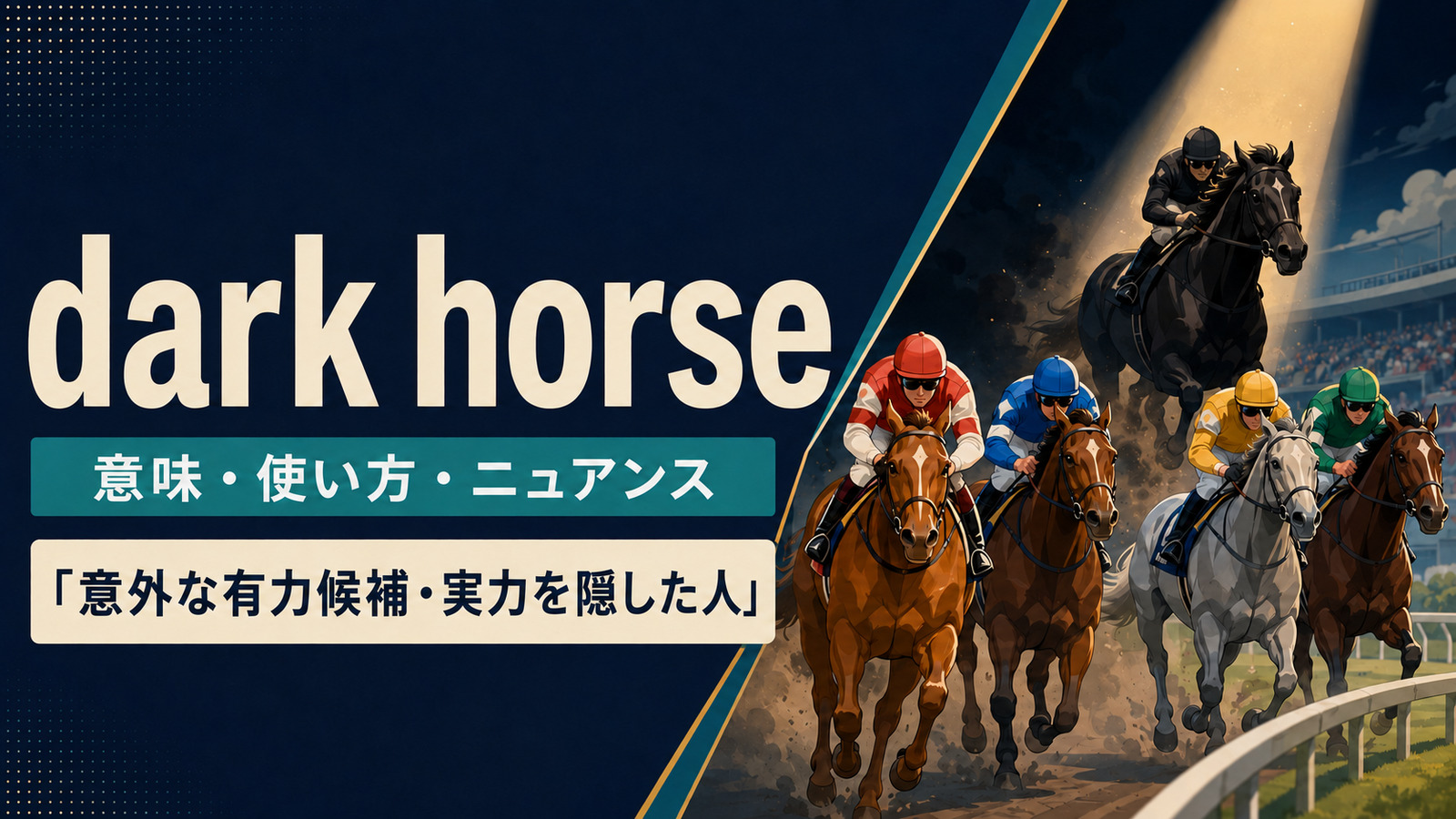 dark horseの意味は？「意外な有力候補・実力を隠した人」の使い方と例文