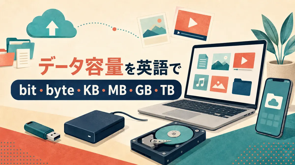 データ容量を英語で表すbit・byte・KB・MB・GB・TBのイラスト
