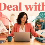 Deal withの「対処する・扱う・関わる」を表すイラスト