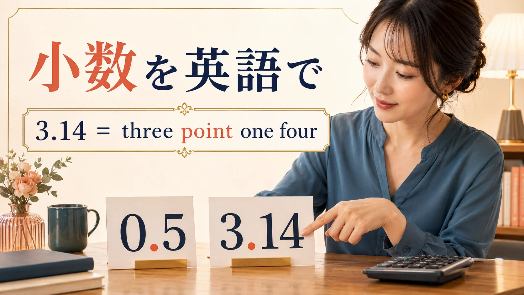 3.14をthree point one fourと読む小数の英語記事のアイキャッチ