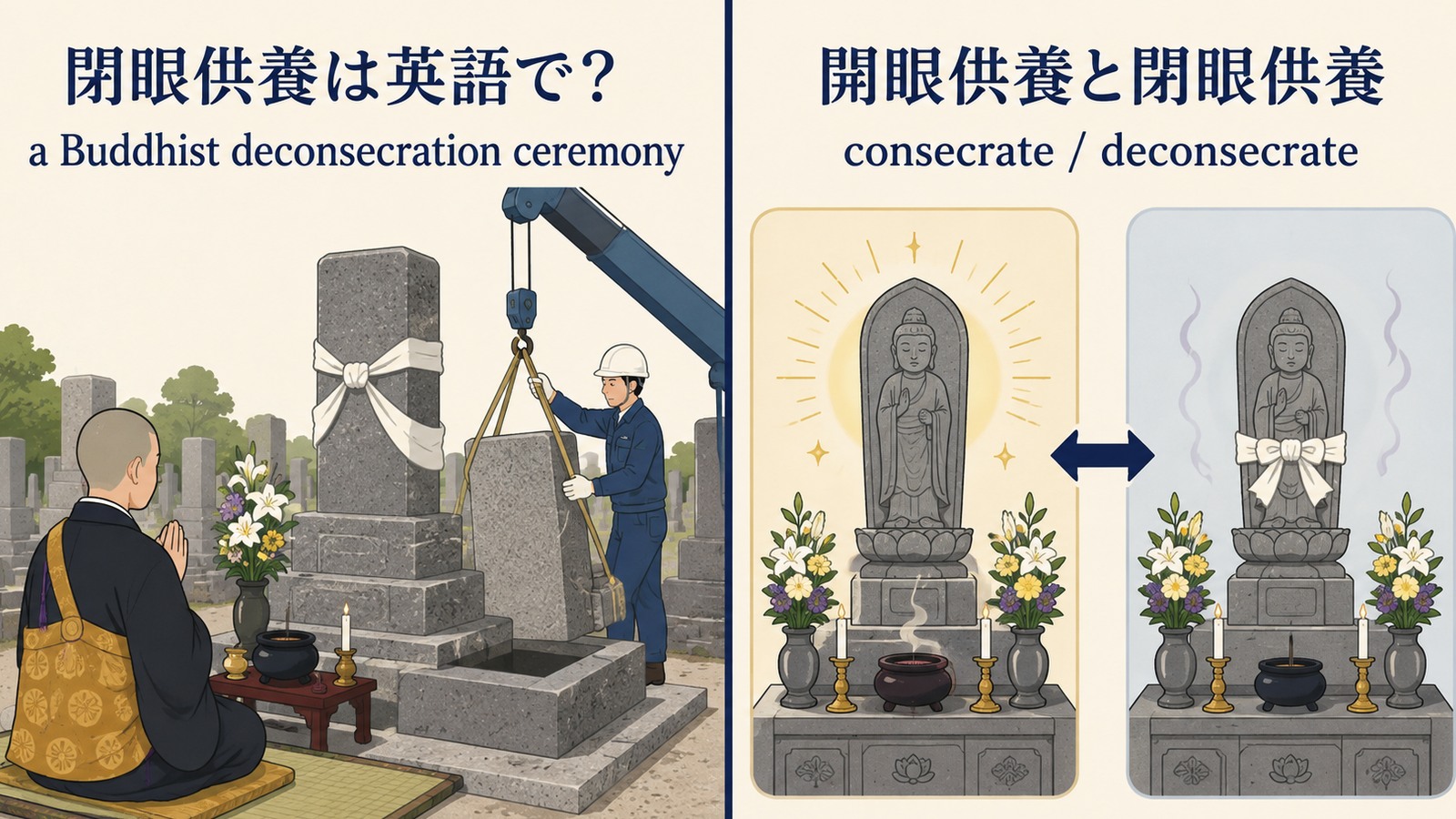 閉眼供養は英語で? a Buddhist deconsecration ceremony