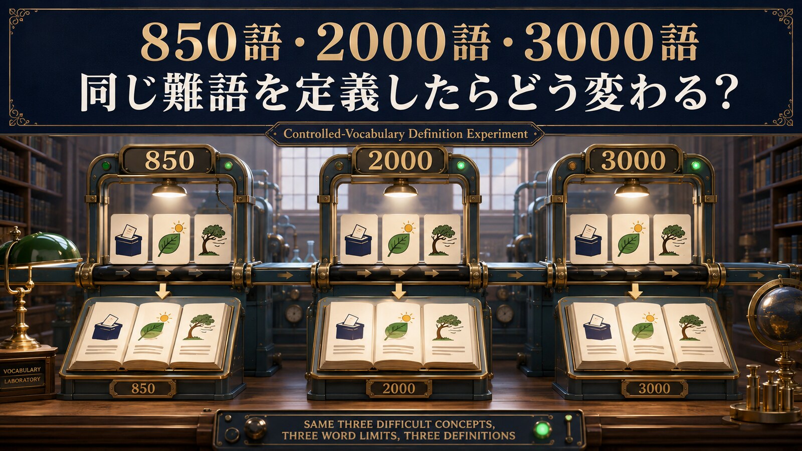 Basic English 850語・Longman約2000語・Oxford 3000で同じ難語を定義する実験