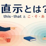 話し手と聞き手の視点から直示を表したイラスト