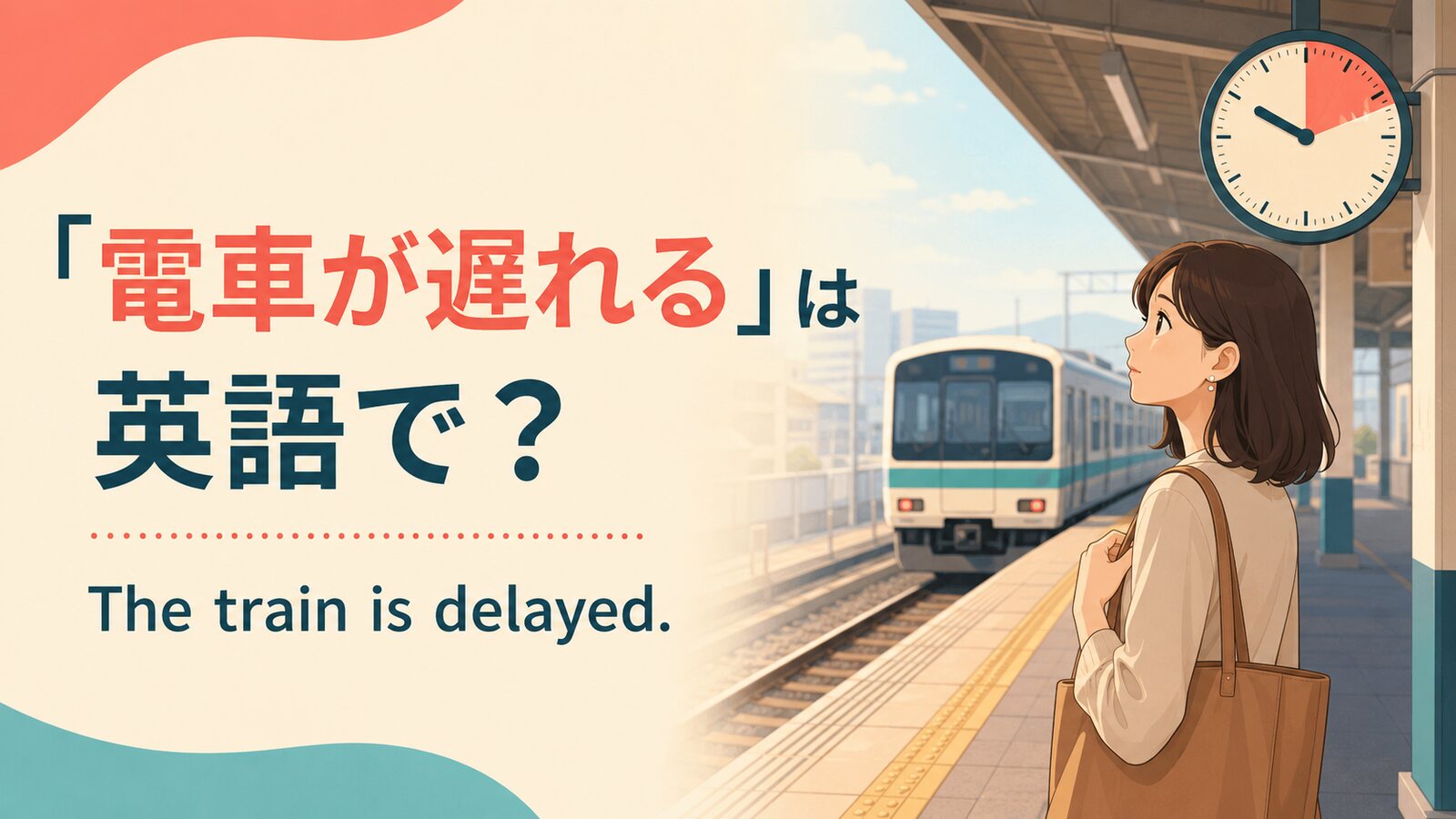 「電車が遅れる」は英語で？The train is delayedを解説する駅ホームのアイキャッチ