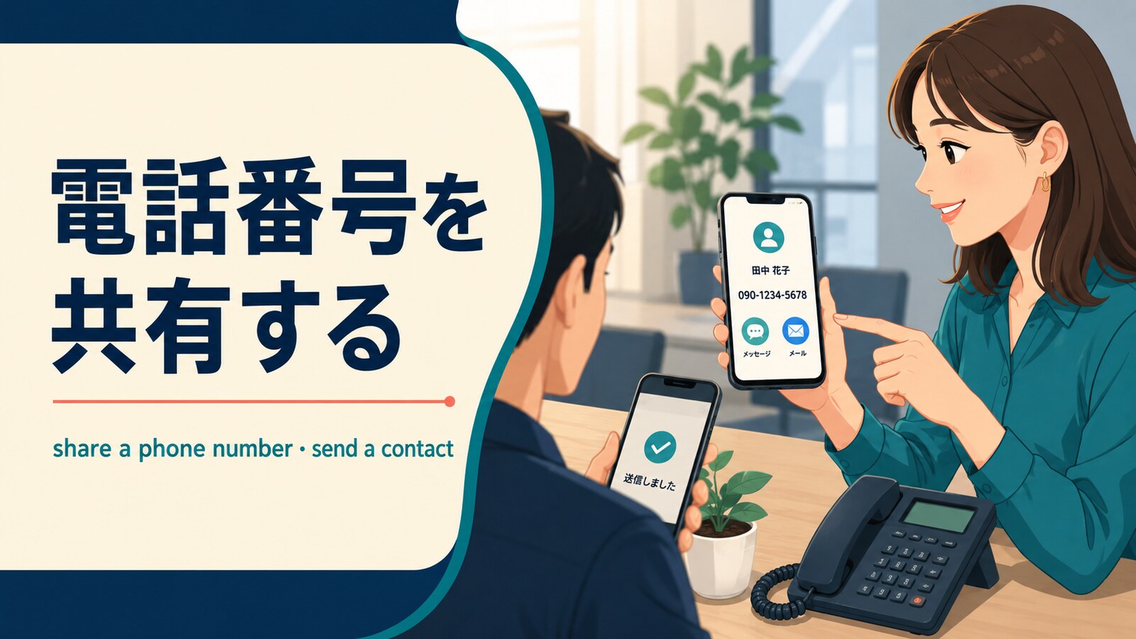 「電話番号を共有する」は英語で？share a number・send a contactの違い