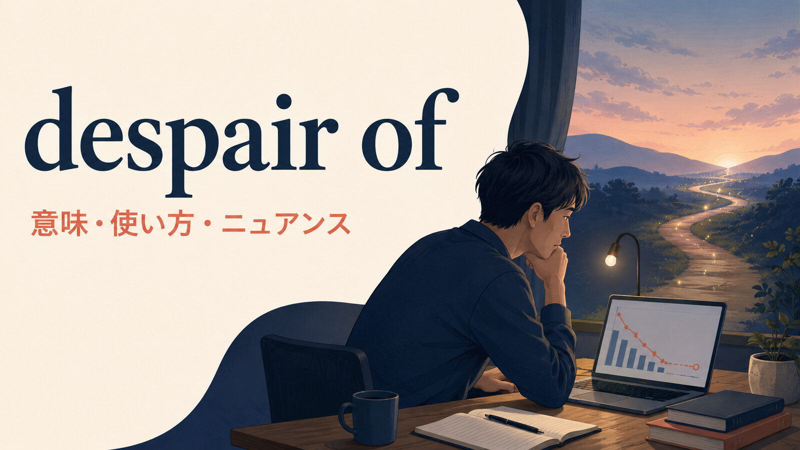 despair ofの意味・使い方・ニュアンスを解説するアイキャッチ画像