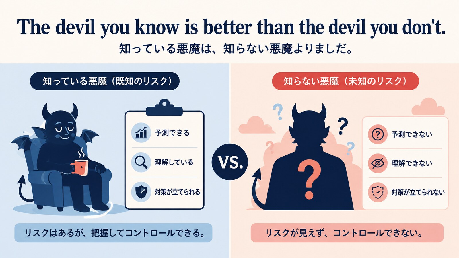 The devil you know is better than the devil you don’t.の意味は？使い方・ニュアンスと例文